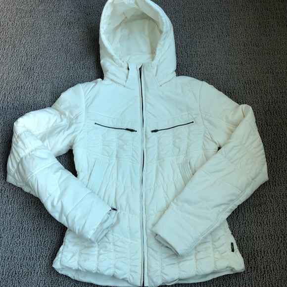 Prana Size Small Hooded Puffer Coat - Cream - Picture 2 of 7
